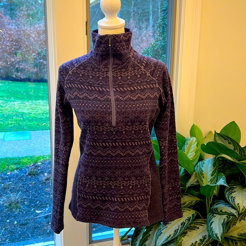 Kuhl Women’s Purple Quarter-Zip Patterned Pullover Top